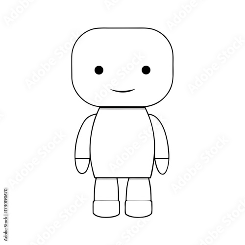 Simple cartoon character with a smiling face and round shape  