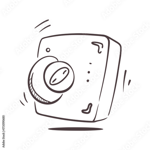 Safe with a knob rotating in a sketch style  