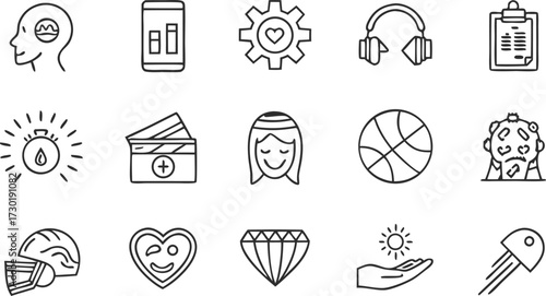 Expressive doodle icons showcasing diverse interests and hobbies, perfect for adding a playful touch to your projects and designs with unique flair