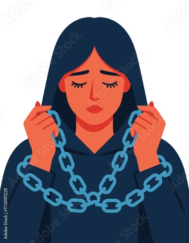 Sad Woman Blue Chains Depression Loneliness Social Issues