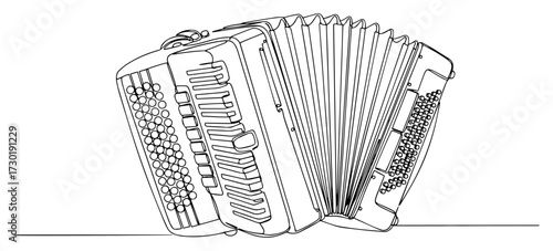 Accordion Musical Instrument Drawn in a Single Continuous Line