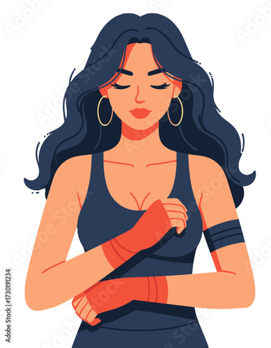 Strong Confident Woman Warrior Spirit Determined Female Boxer Martial Arts Character