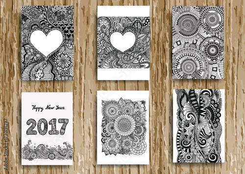 New Year 2017 Card and Black and White Artistic Designs