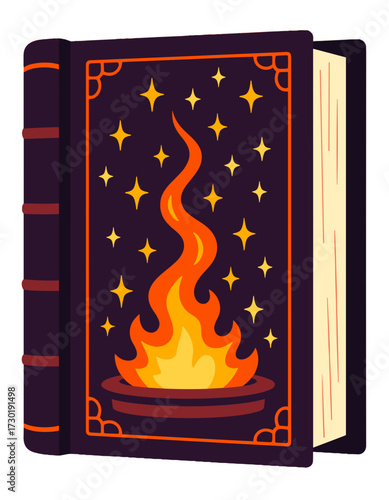 Spell Grimoire Magic Book Fire Stars Alchemy Mystery