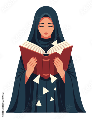 Islamic Woman Reading Book Modesty Religious Learning