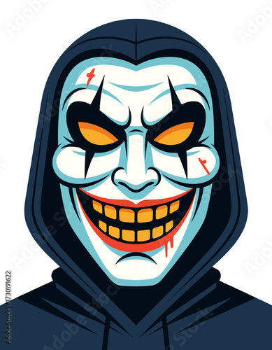 Horror Clown Joker Face Mask Grimace Hoodie Halloween Esport Mascot