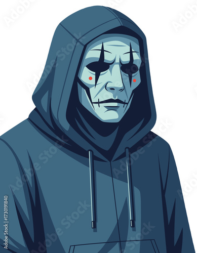 Creepy Clown Face Masked Man Hoodie Psychopath Character