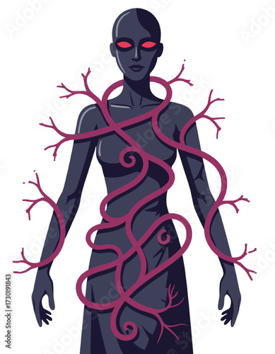 Dark Goddess Human Figure Entwined Roots Creepy Nature Power