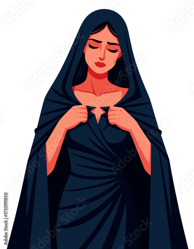 Sad Woman Hooded Figure Sorrow Grief Emotion Representation