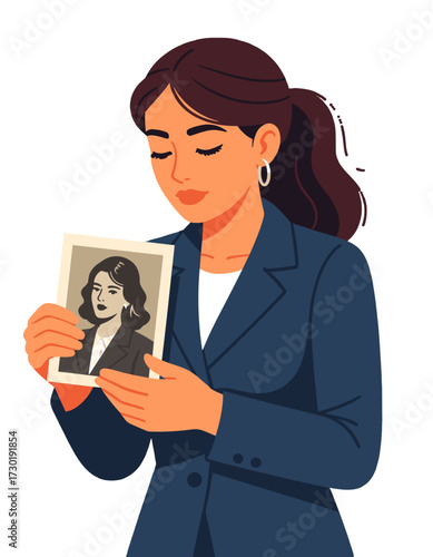 Woman Holding Old graph Memory Nostalgia Life Story