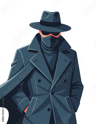 Mysterious Spy Man Incognito Detective Character Private Agent Persona