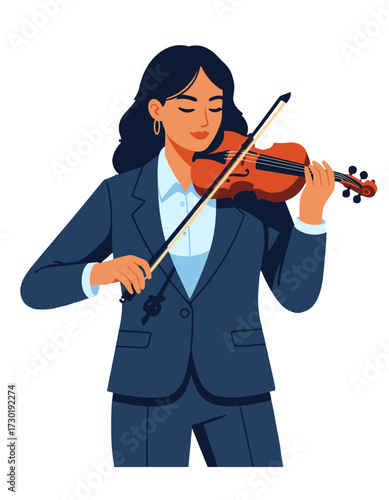 Woman Playing Violin Musician Orchestra Solo Concert Classic Music Performance