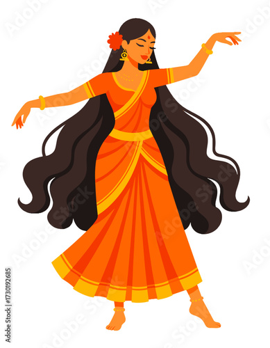 Traditional Indian Woman Dancer Classical Dance Performance Culture Festival