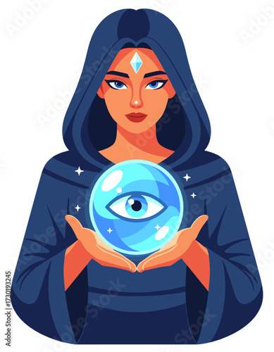 Fortune Teller Woman Crystal Ball Third Eye Mystic