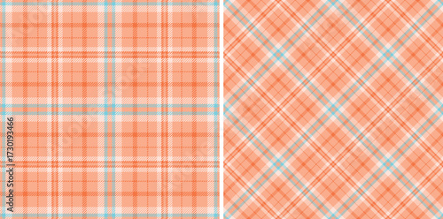 Fabric tartan check of plaid textile seamless with a texture vector background pattern. Set in summer colors for vogue fashion trends in the season.