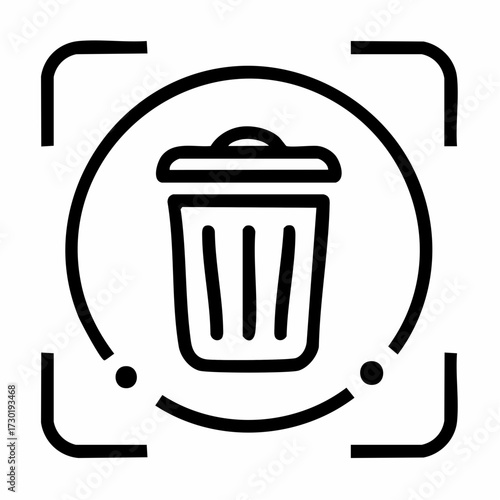 Trash can with recycling arrows symbolizing sustainable waste management, environmental protection, and the cycle of reuse. A simple outline for eco-friendly concepts
