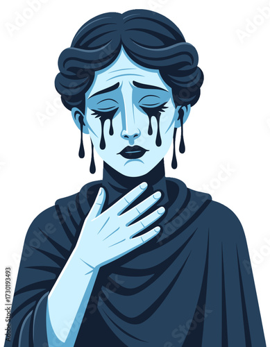 Sad Crying Woman With Tears Expressing Grief Melancholy