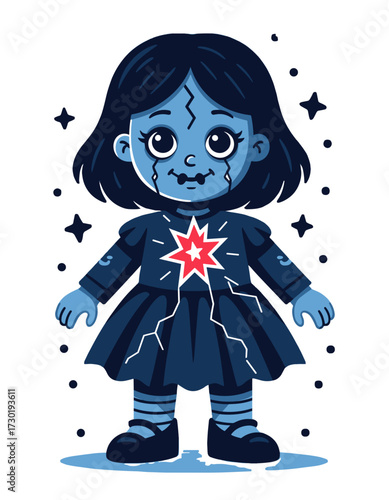 Creepy Broken Doll Scary Voodoo Character Halloween Night