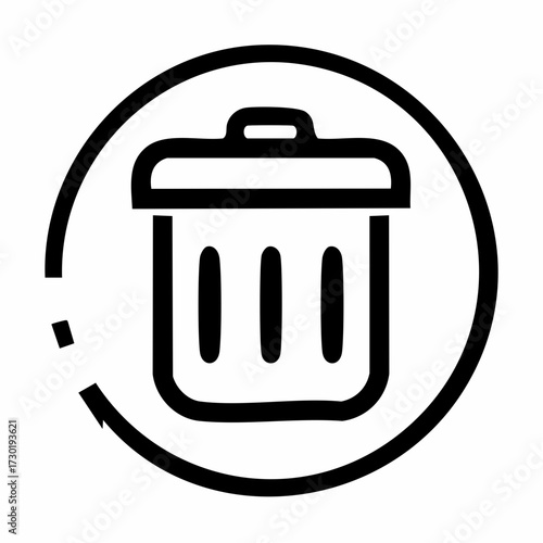Trash can line icon. Simple black and white vector symbol for delete, remove, or garbage. Minimalist UI element for web and app design on a white background
