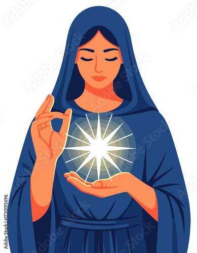 Woman Holding Shining Star Miracle Light