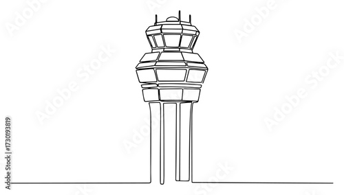 Airport Control Tower Outline Vector