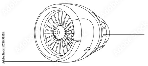 Jet Turbofan Engine Outline Vector