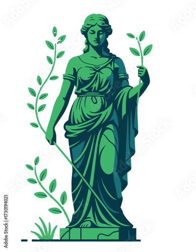 Classical Goddess Statue Laurel Branch Earth Goddess Figure Concept