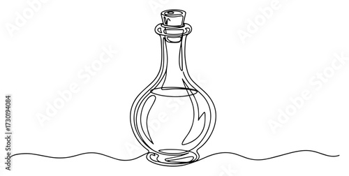 Vintage Glass Bottle with Stopper Line Art