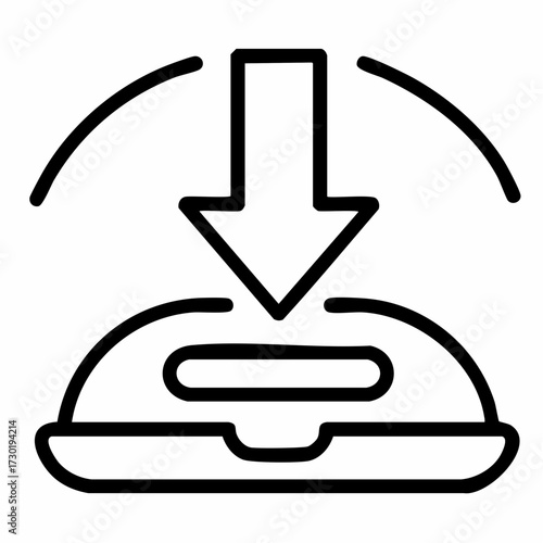 Icon representing input and output with arrows pointing downwards into a container