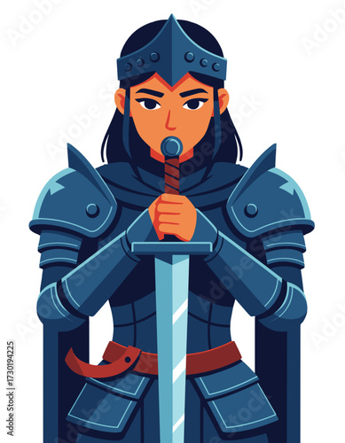 Female Warrior Knight Medieval Armor Sword Strong Woman Character