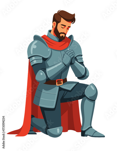 Knight Kneeling Prayer Brave Paladin Warrior Medieval History Graphic