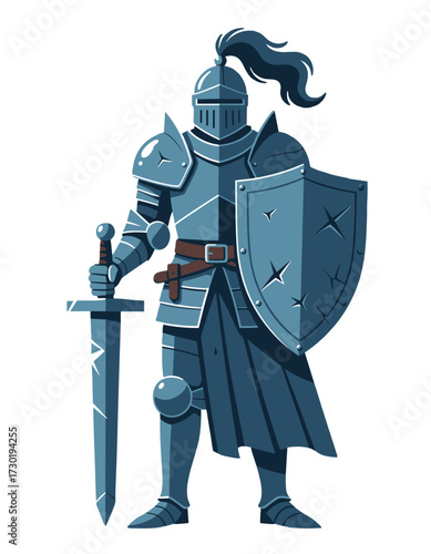 Cartoon Knight Armor Suit Character Medieval Warrior Mascott Gaming Esport