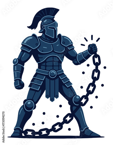 Spartan Warrior Breaking Chains Freedom Symbol Graphic