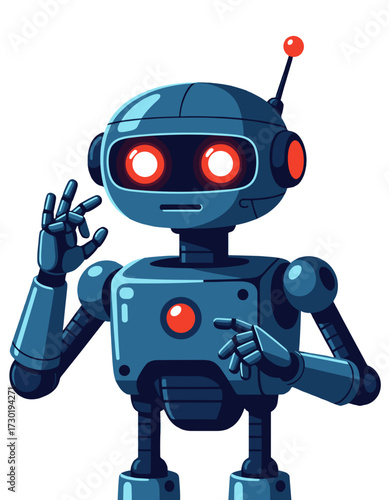Cute Retro Robot Mascot Character Artificial Intelligence Chatbot Technology