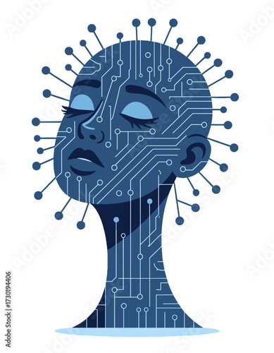 Artificial Intelligence Brain Circuit Board Digital Mind Illustration