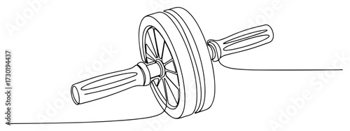 Ab Wheel Roller Fitness Line Art Illustration