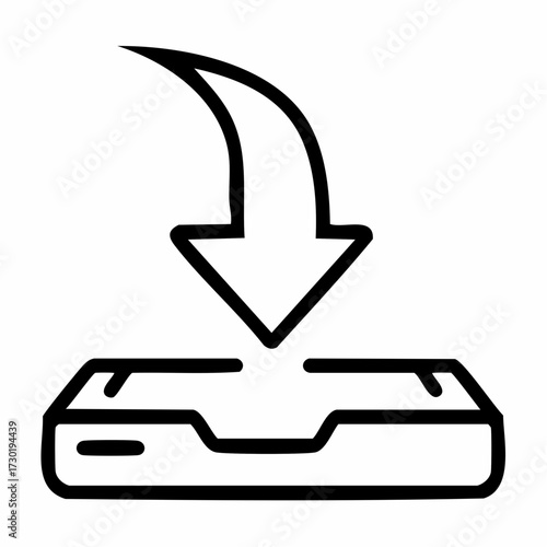 Download icon representing uploading or downloading data to a digital inbox or storage