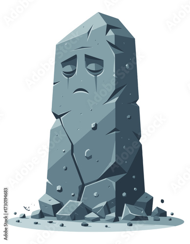 Cartoon Sad Gravestone Headstone Mourning Memorial Stone Cemetery Asset