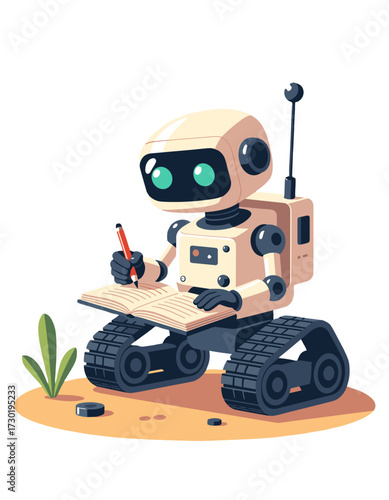 Cute Robot Chatbot Writing Learn Education Cartoon
