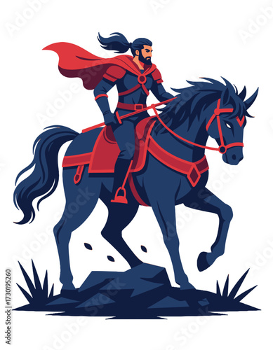 Brave Knight Superhero Riding Horse Comic Book Adventure Fantasy Warrior