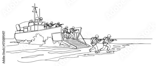 World War II Landing Craft With Soldiers
