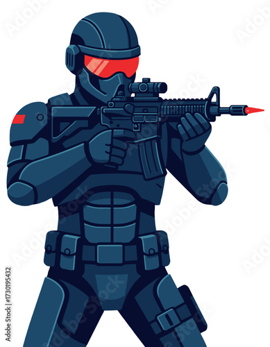 Futuristic Soldier Character Sci Fi Military Outfit Esport Game Mascot