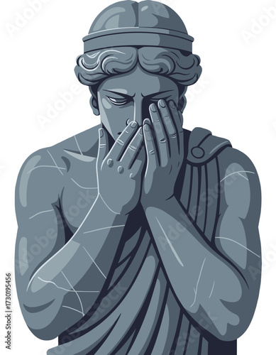 Crying Statue Greek Roman Mythology Sculpture Sadness Grief Concept Art