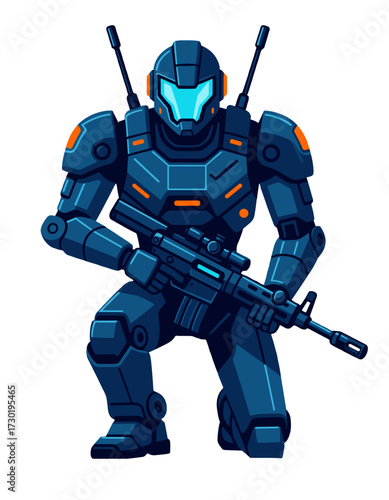 Futuristic Sci Fi Soldier Character Military Armored Suit Esport Mascot