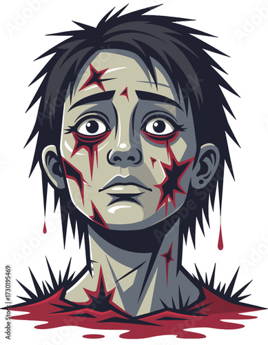 Zombie Head Horror Character Scary Walking Dead Halloween Costume