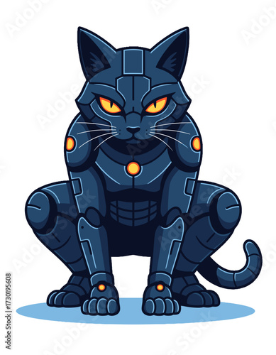 Cybernetic Cat Robot Esport Mascot Gaming Logo Mecha Pet Fantasy Character
