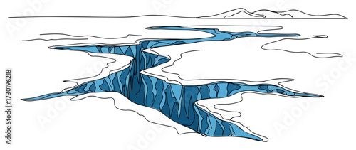 Sea Ice Crack Arctic Landscape Line Vector