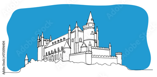 Medieval Castle on Hill Illustration
