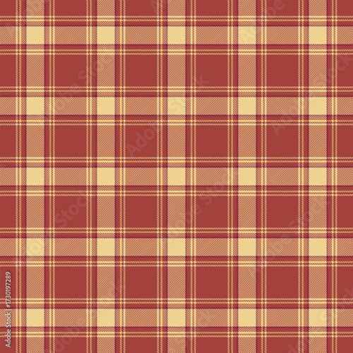 Finish texture check background, ceremony textile tartan fabric. Vertical vector pattern seamless plaid in red and amber colors.