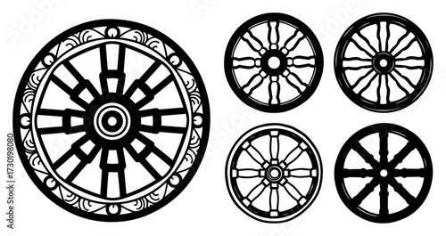 Buddhist Dharma Wheel Ornament Set